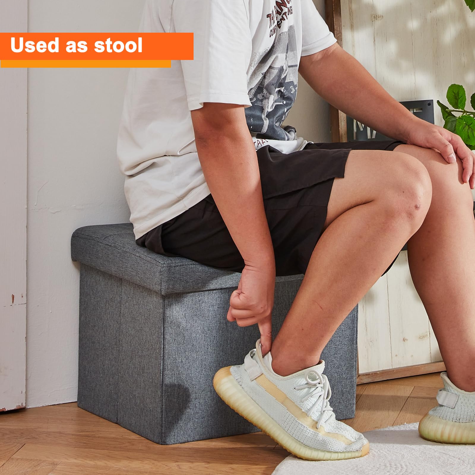 ALASDO storage ottoman folded design saves space when not in use