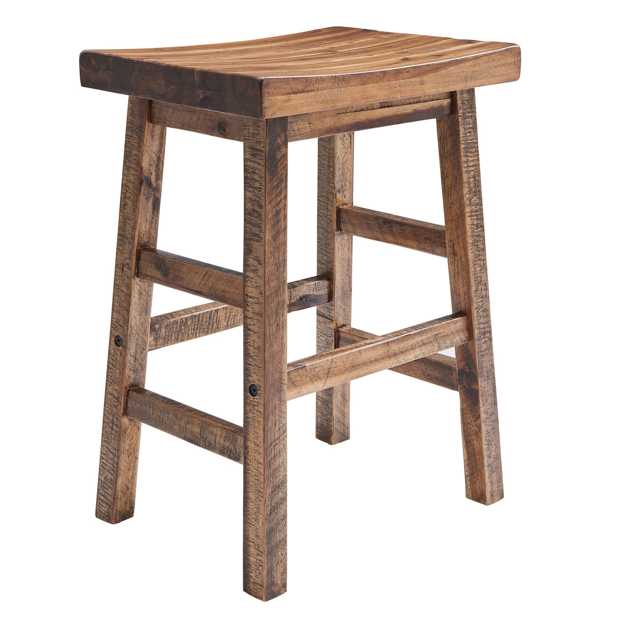 Alaterre Durango 26in barstool shows truss construction for rugged industrial style.