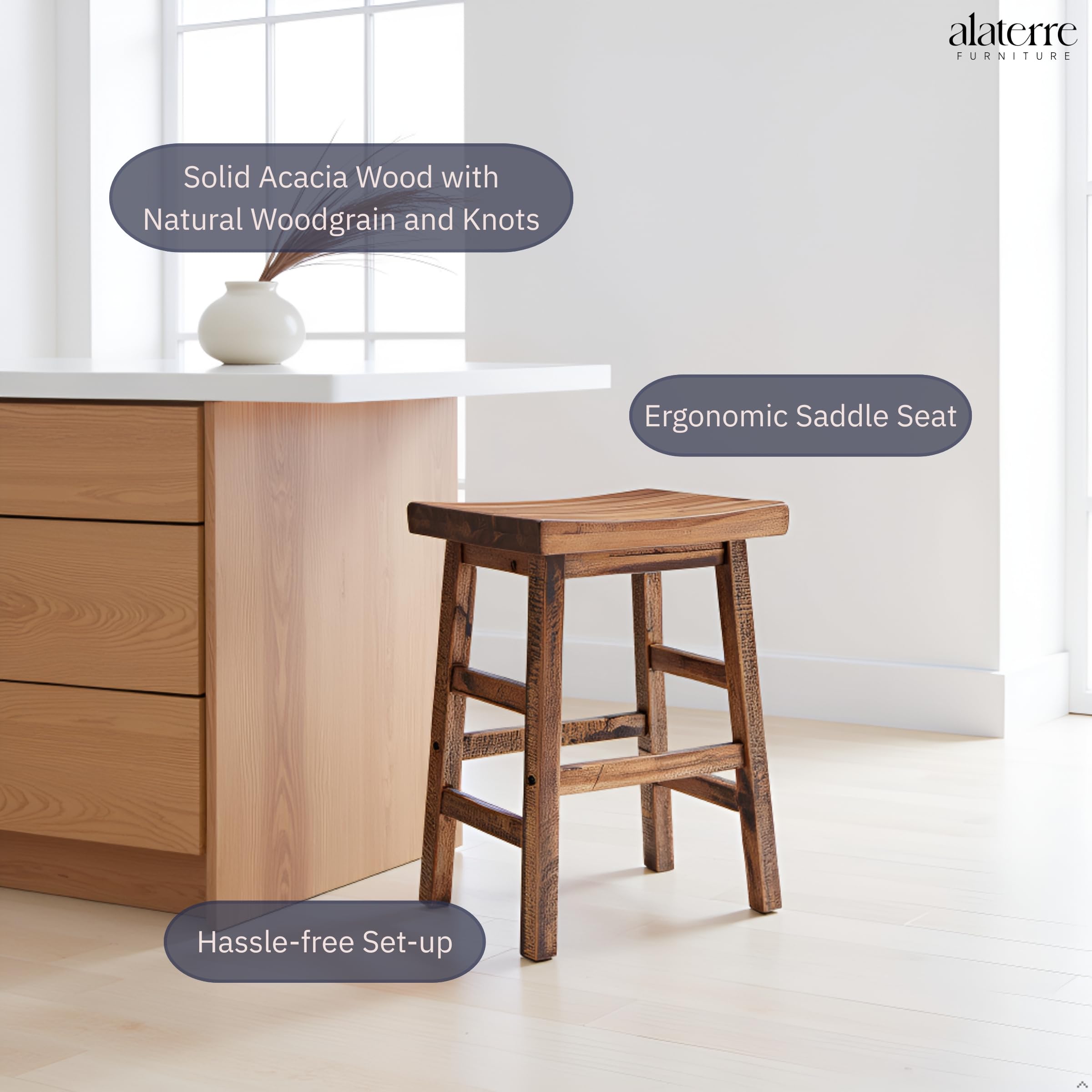 Alaterre Durango lacquer finish highlights natural grain and warm tones.