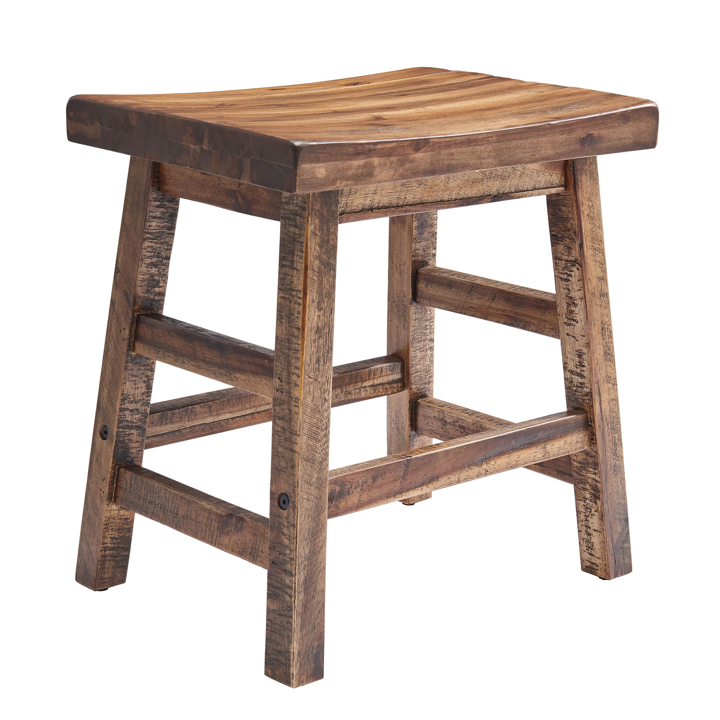 Alaterre Durango saddle-seat 20in stool offers comfortable table-height seating.