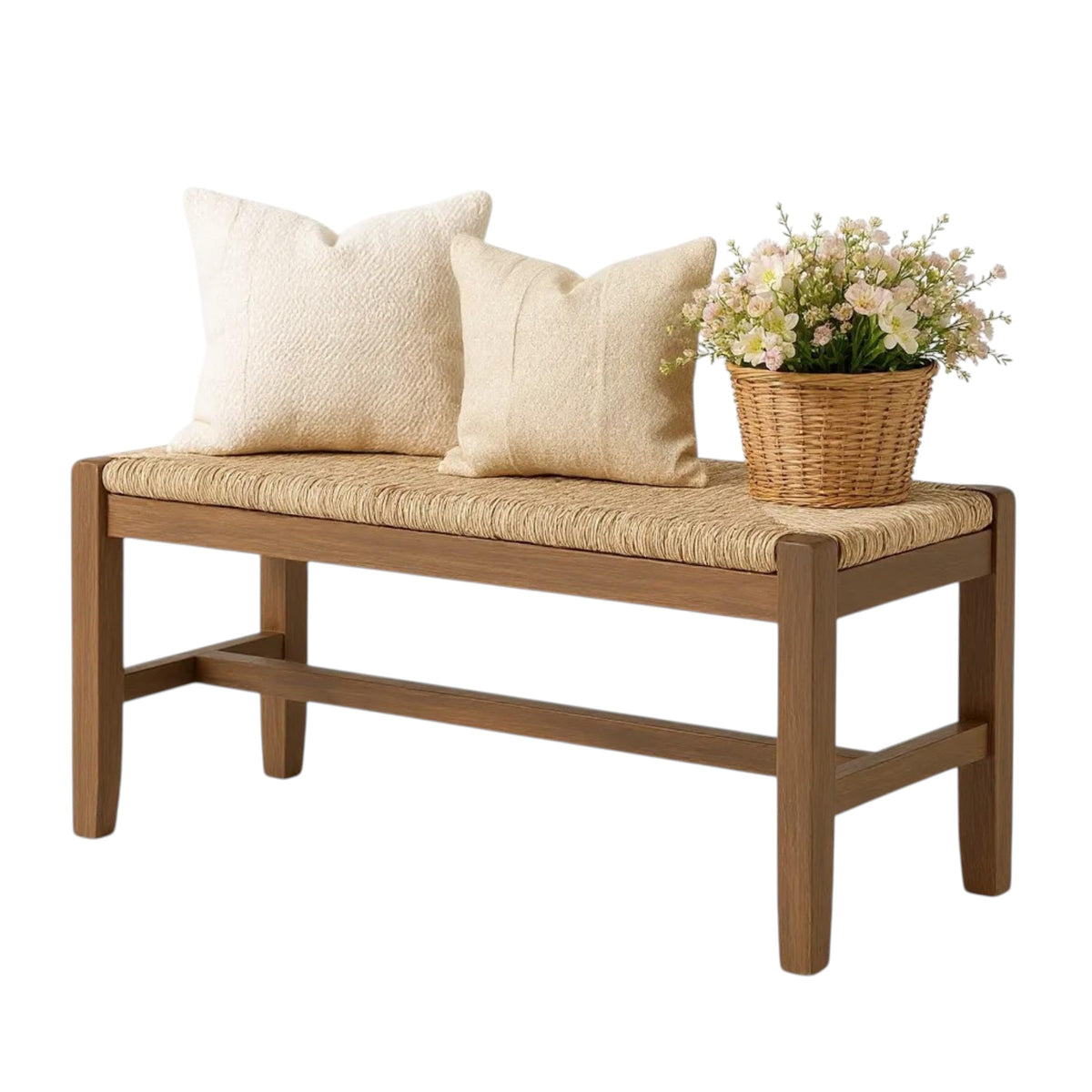 Alaterre Newport 40-inch entryway bench with seagrass seat for stylish hallway seating.