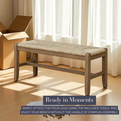 Easy assembly of Alaterre Newport bench with three-step leg attachment.