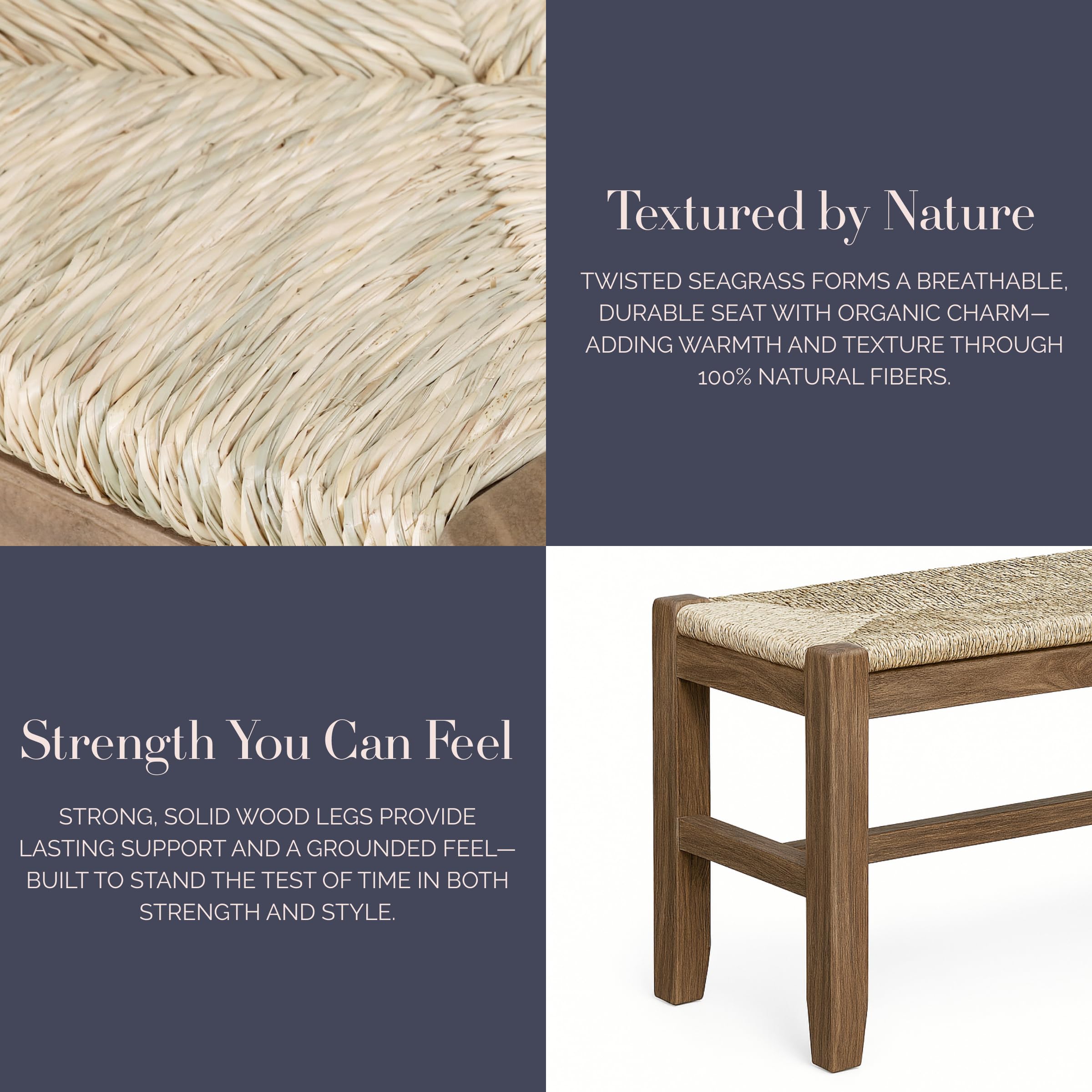 Alaterre Newport dining-area bench suited for casual dining and display.