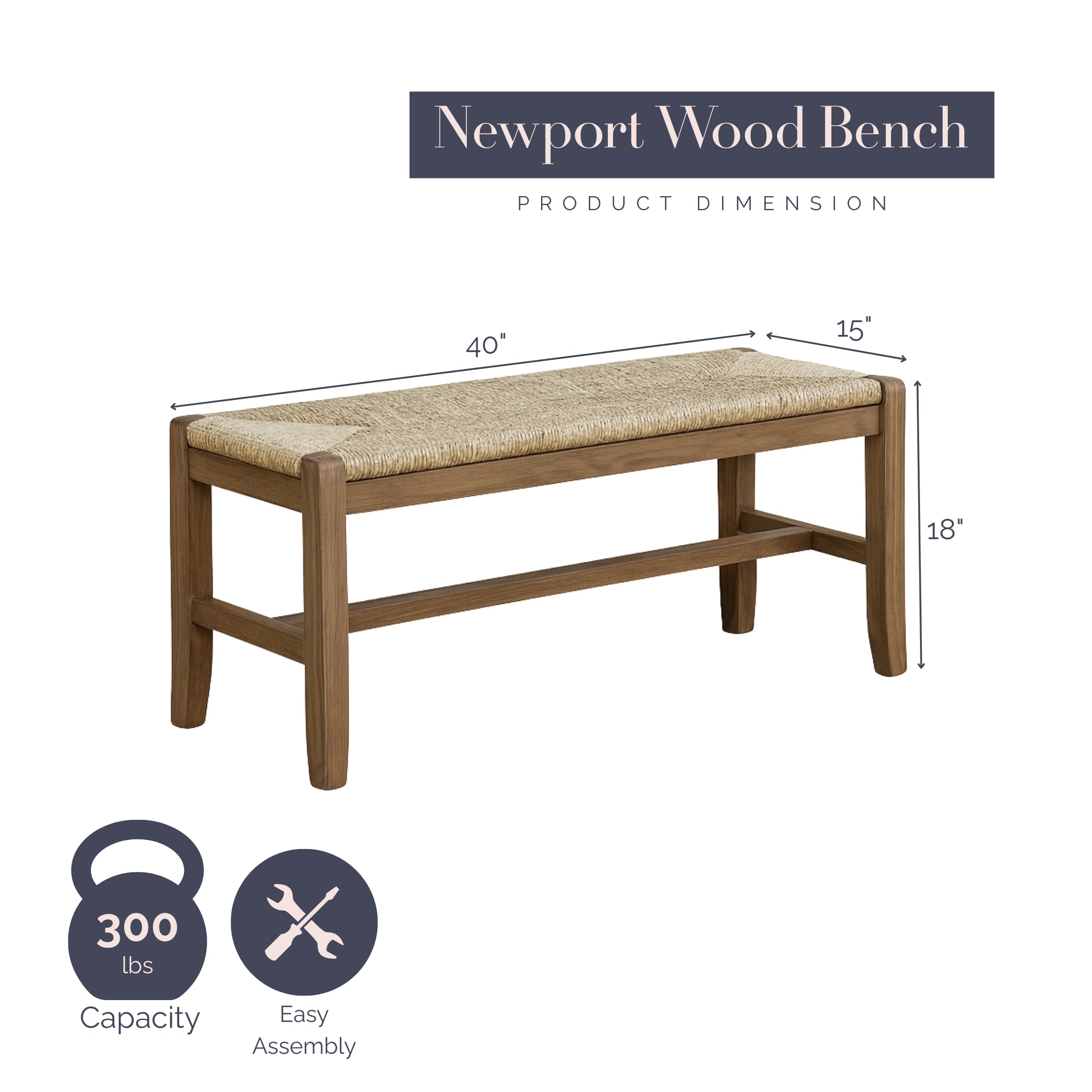 Detailed view of Alaterre Newport seagrass rush seat with natural texture.