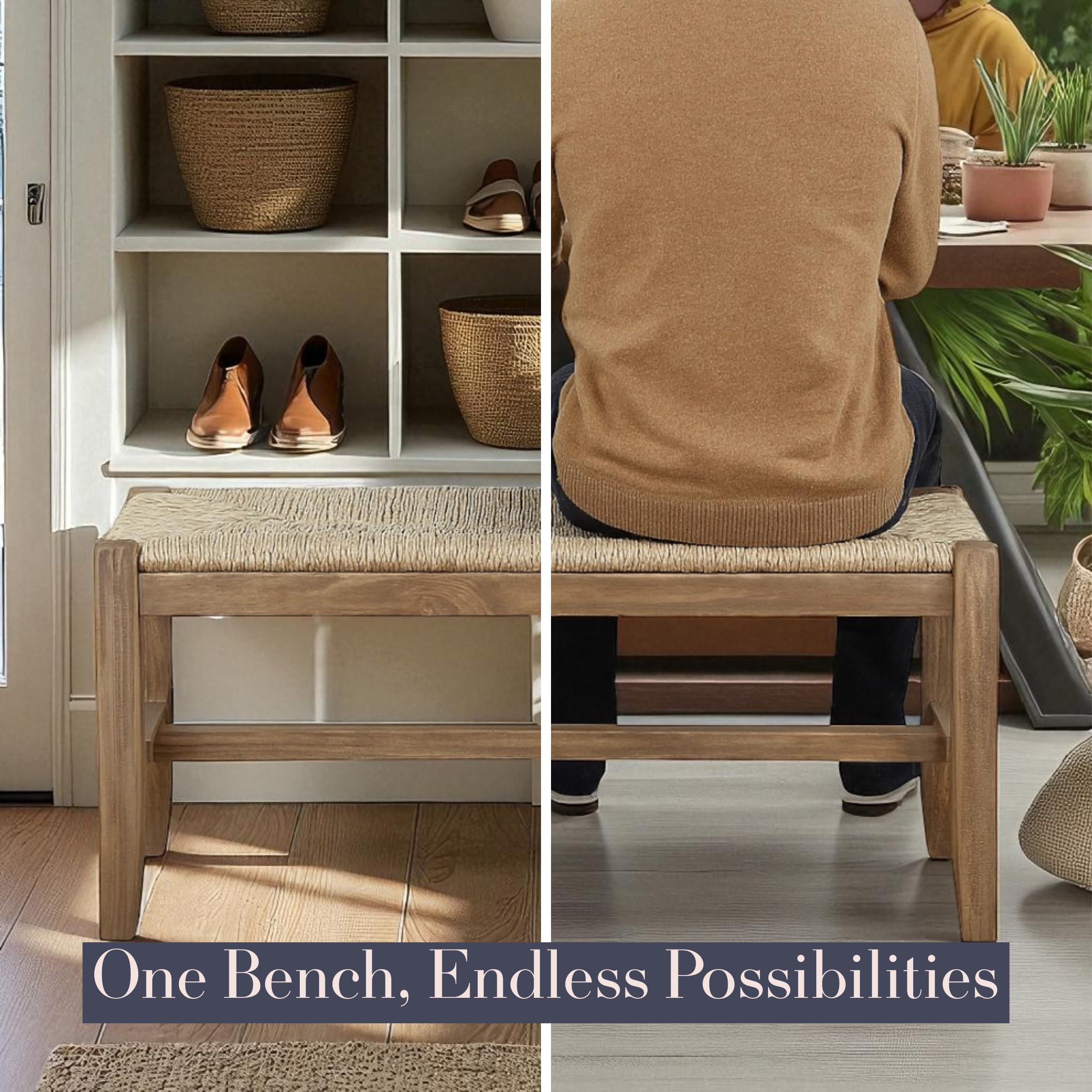 Solid wood frame of Alaterre Newport bench delivering dependable support.