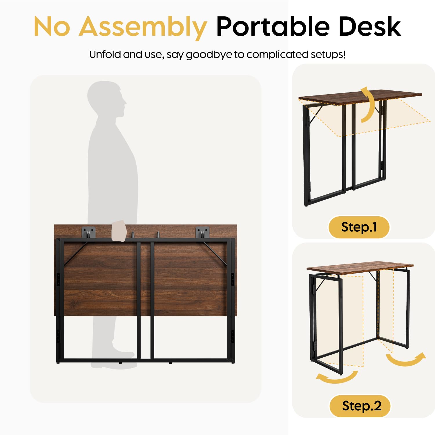 alawooder Folding Desk features anti-slip mats for stable leveling