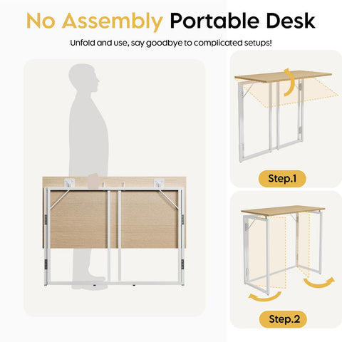 Alawooder Folding Desk height at 29.1 inches supports ergonomic seating.