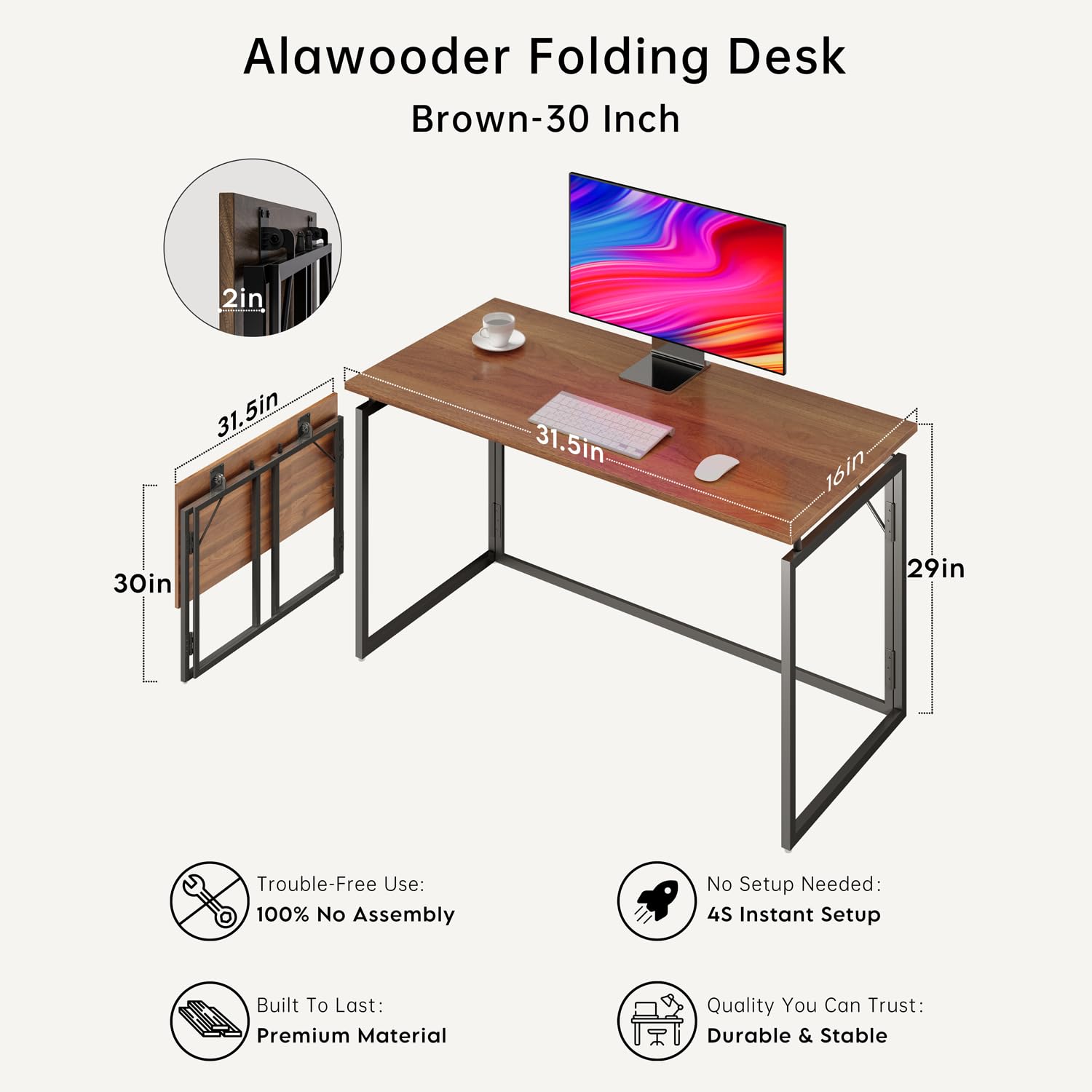 alawooder Folding Desk small-space design keeps rooms clear and walkways open