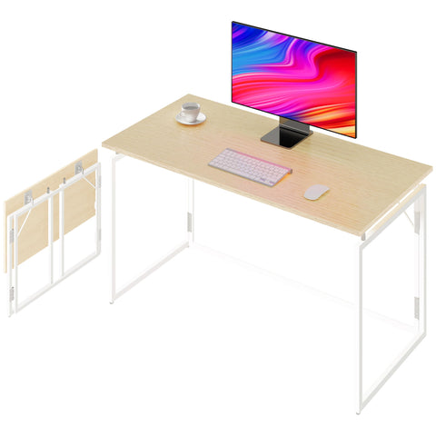 Alawooder Folding Desk with wood top open, instant workspace ready.