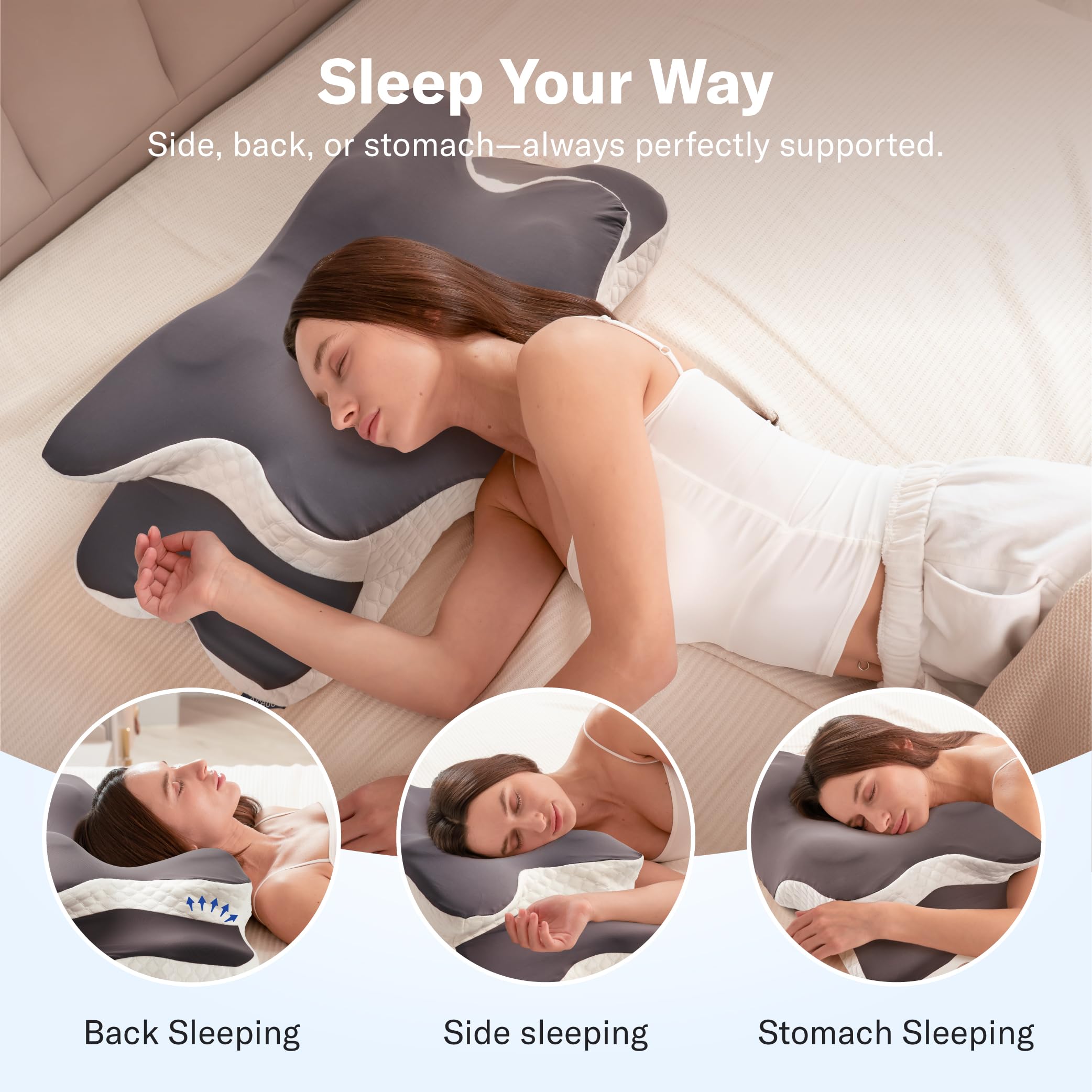 Alcedo Cervical Memory Foam Pillow neck support demonstrating ergonomic contour