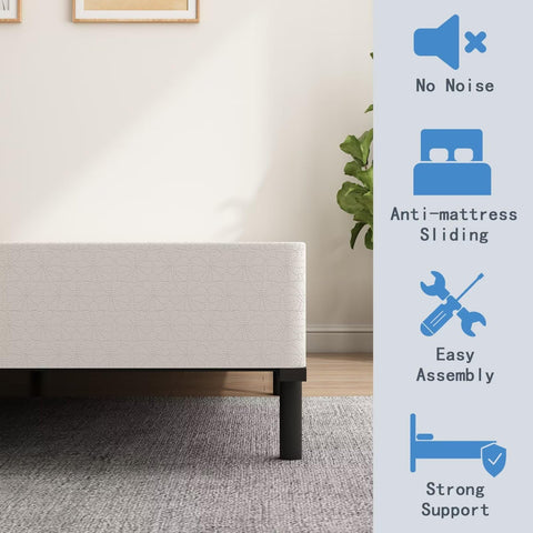 ALDRICH box spring no-noise design prevents creaks during sleep.