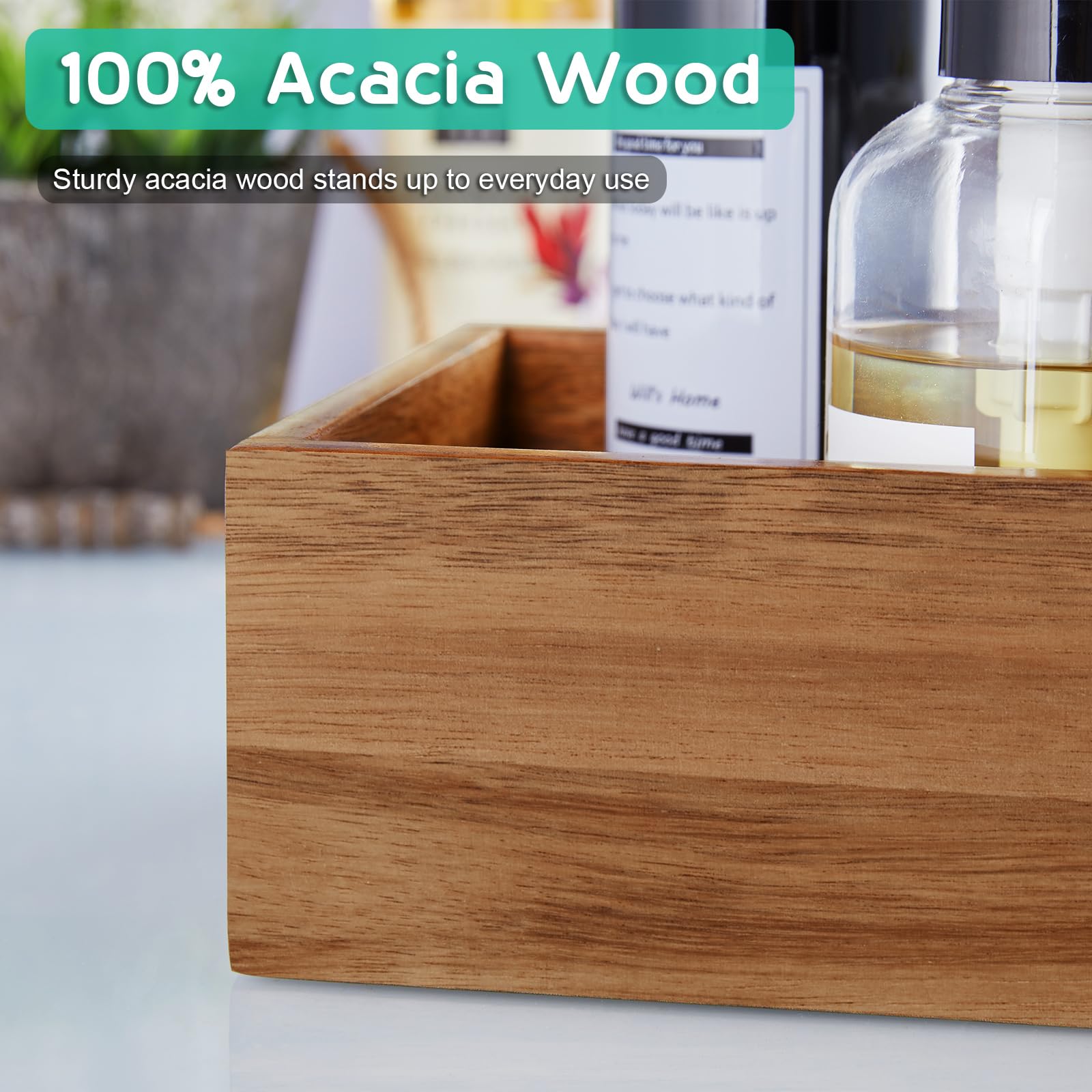 ALELION acacia pantry basket suitable for kitchen storage and jars