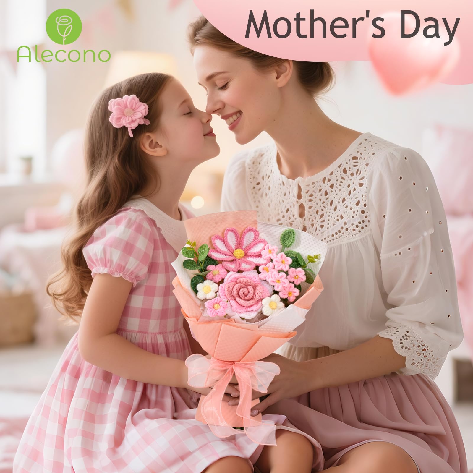 Alecono crochet bouquet ready-to-gift in secure box with card.