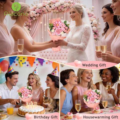 Alecono crochet flowers for weddings stay picture-perfect and serve as keepsakes.