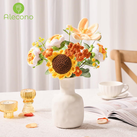 Alecono crochet forget-me-not orange flowers create a memorable keepsake.