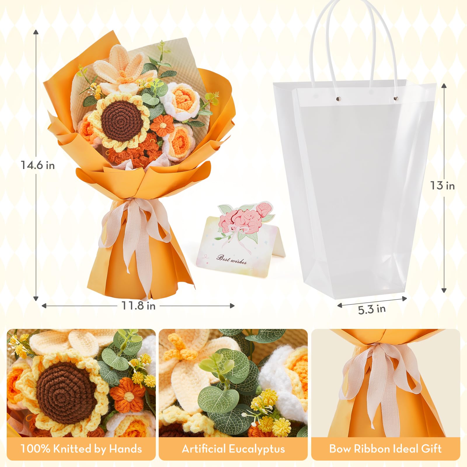 Alecono crochet orange flowers brighten any room and gift.
