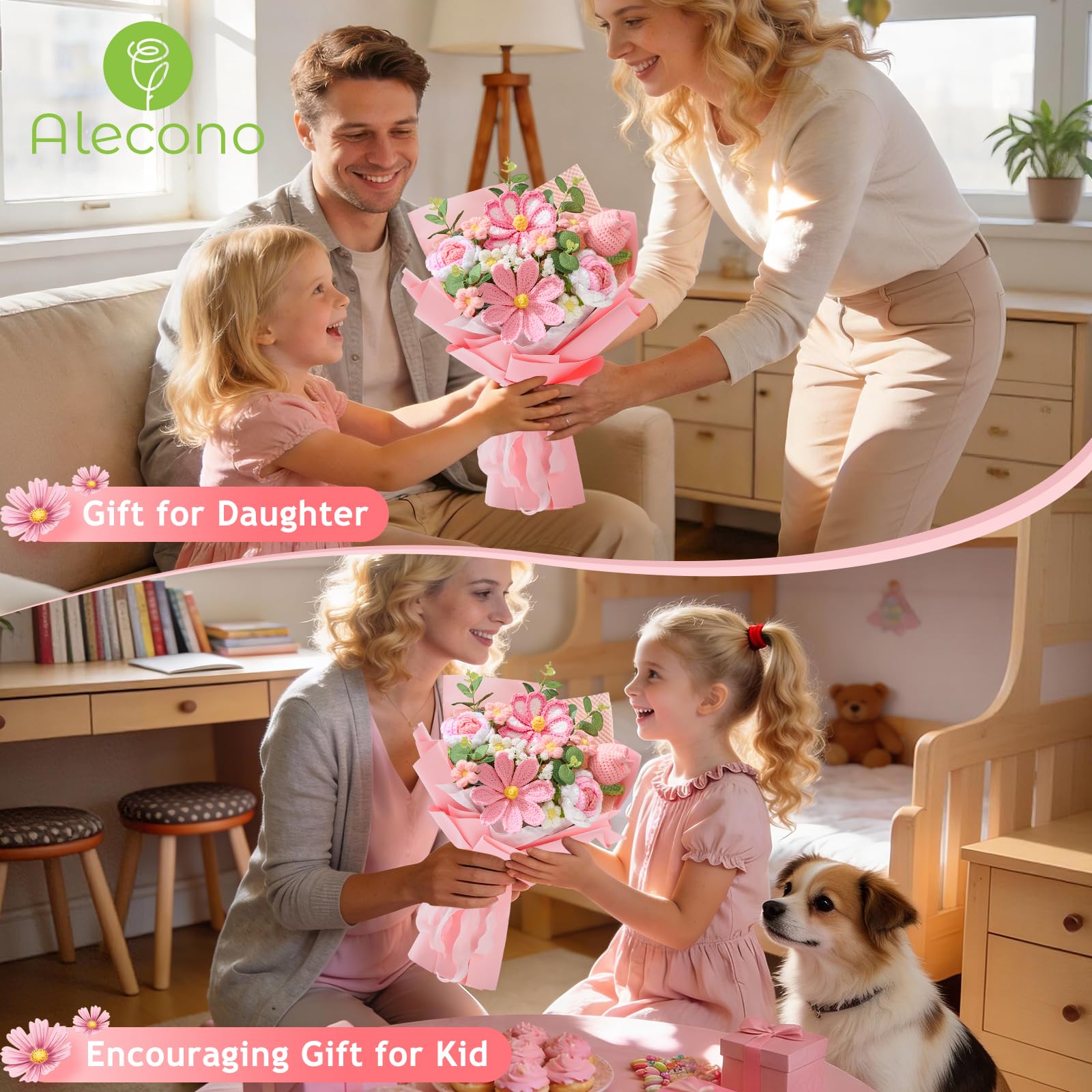 Alecono crochet roses pink elevate décor and gifting possibilities.