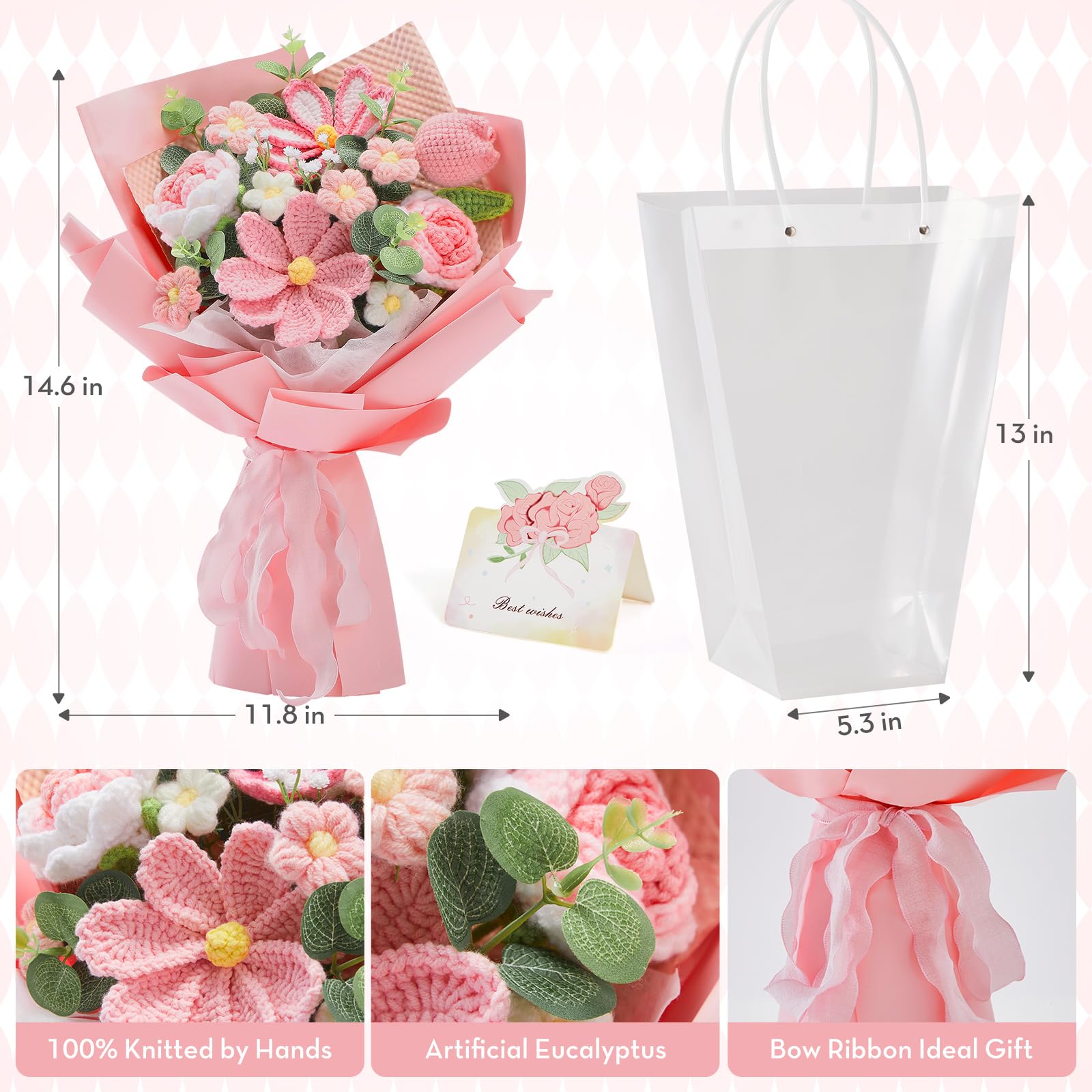 Alecono small white crochet flowers brighten arrangements and keepsakes.