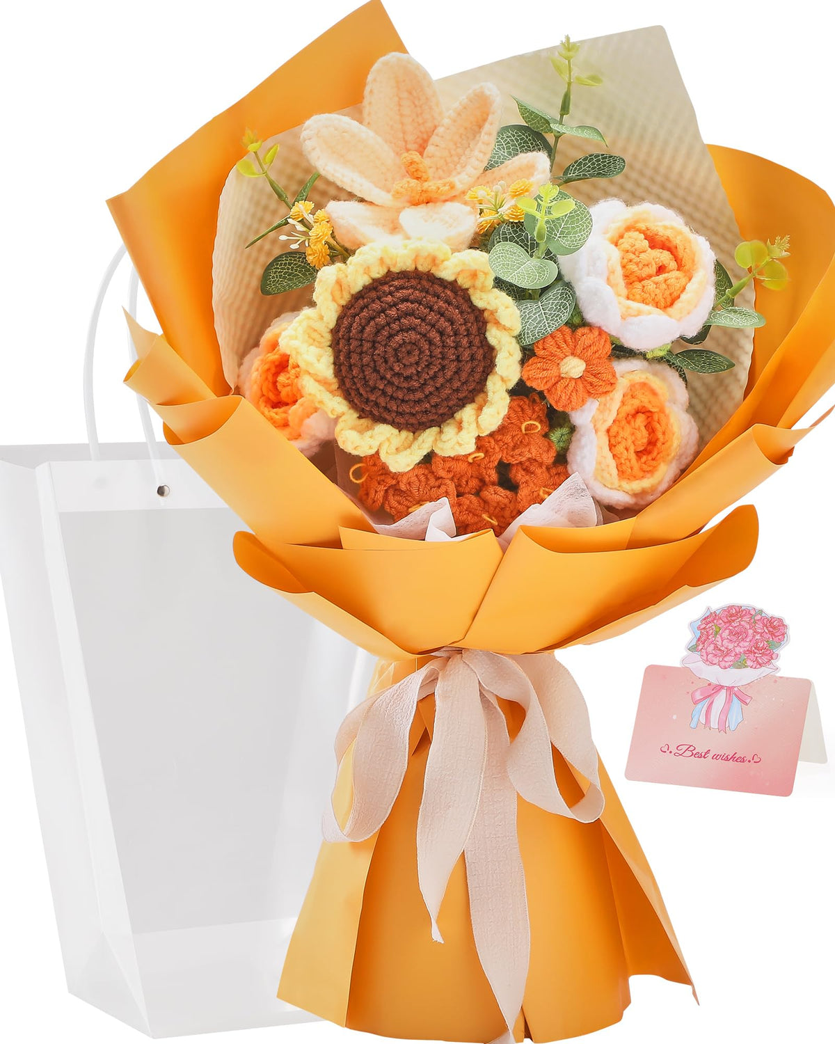 Alecono crochet sunflower bouquet for warm, lasting home decor and gifting.