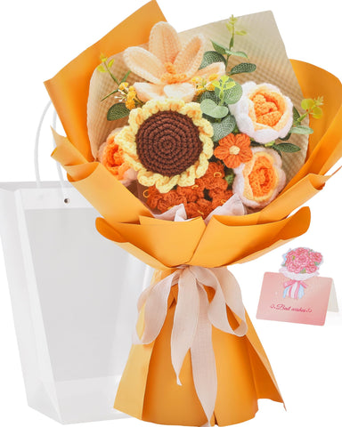 Alecono crochet sunflower bouquet for warm, lasting home decor and gifting.
