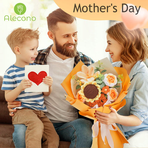 Alecono crochet tulips bouquet adds cheerful color to celebrations.