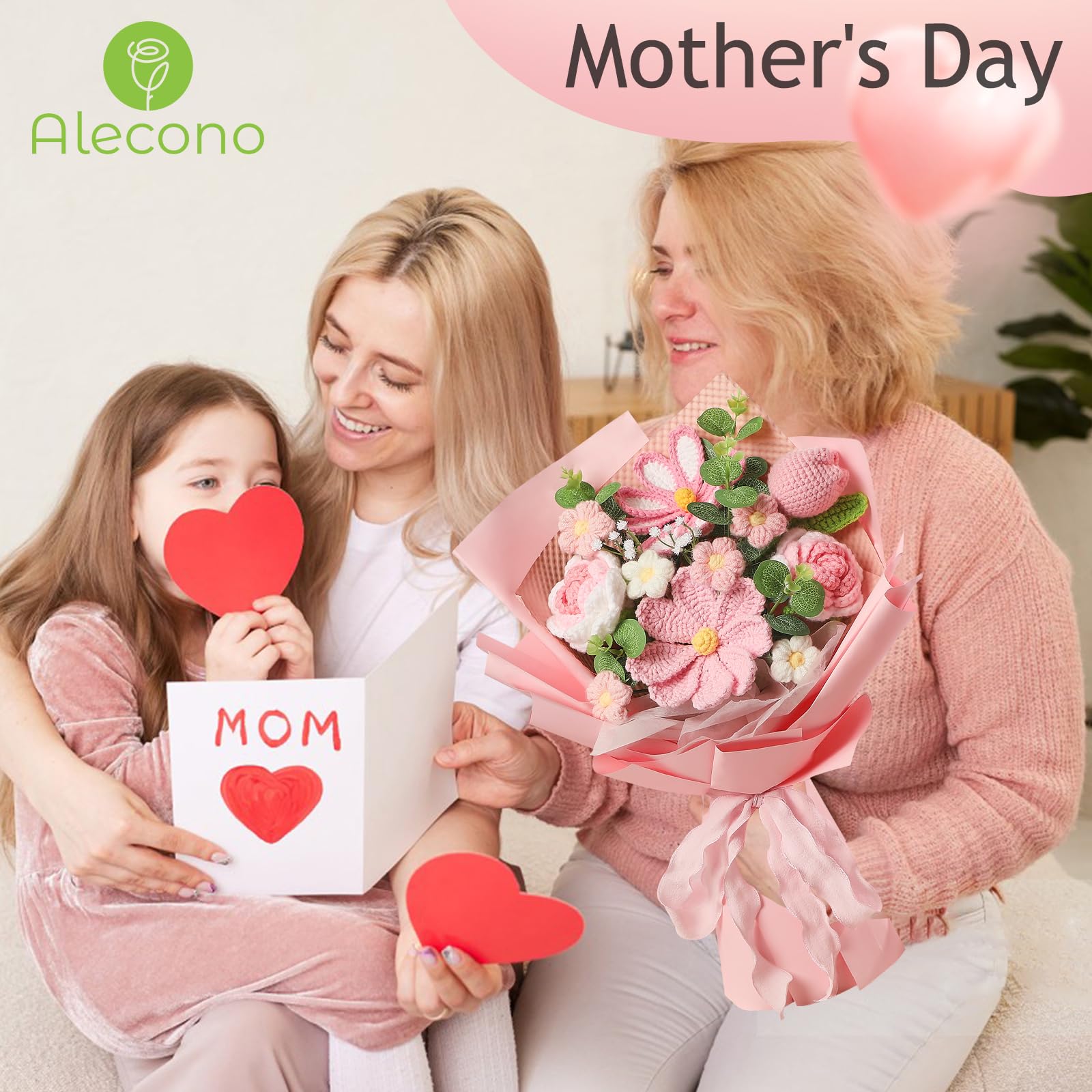 Alecono crochet tulips pink add handmade charm to celebrations.