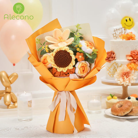 Alecono crochet yellow baby's breath accent for table decor.