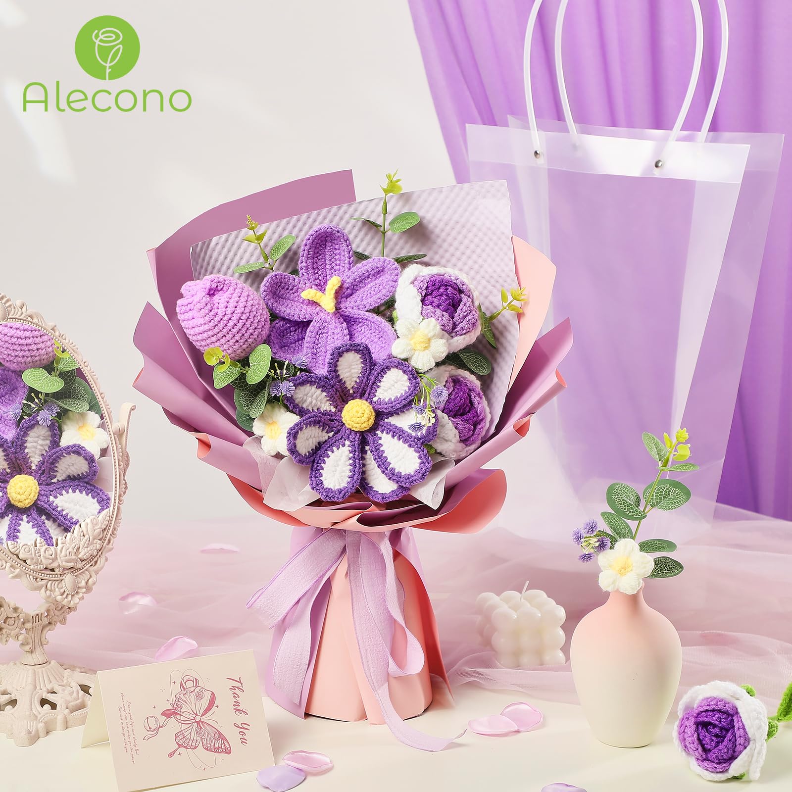 Alecono wedding bouquet; lightweight crochet design ideal for brides.