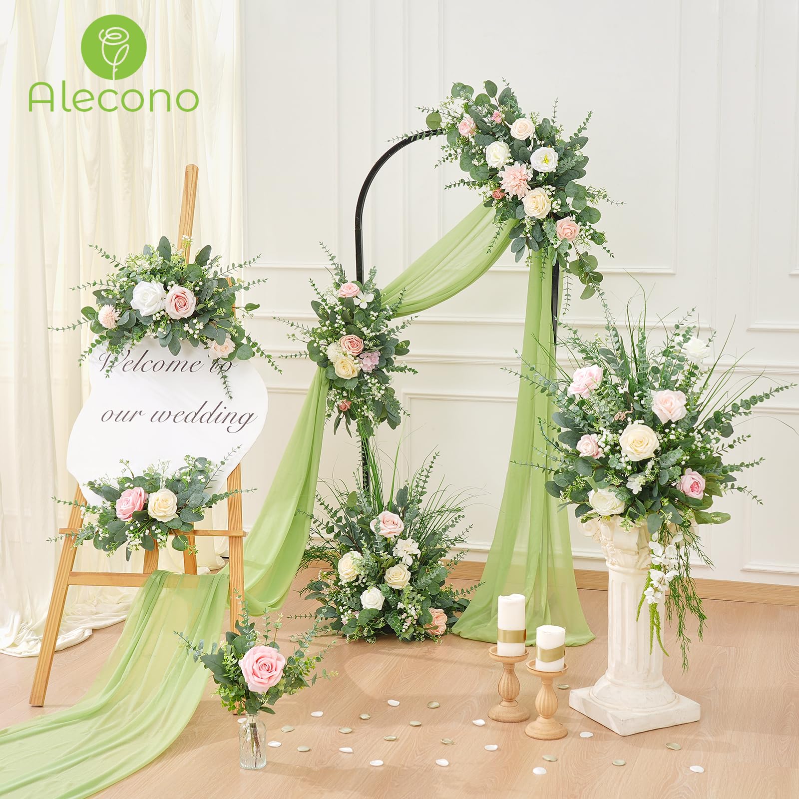 Alecono white nut eucalyptus 15pcs adds bright contrast to arrangements