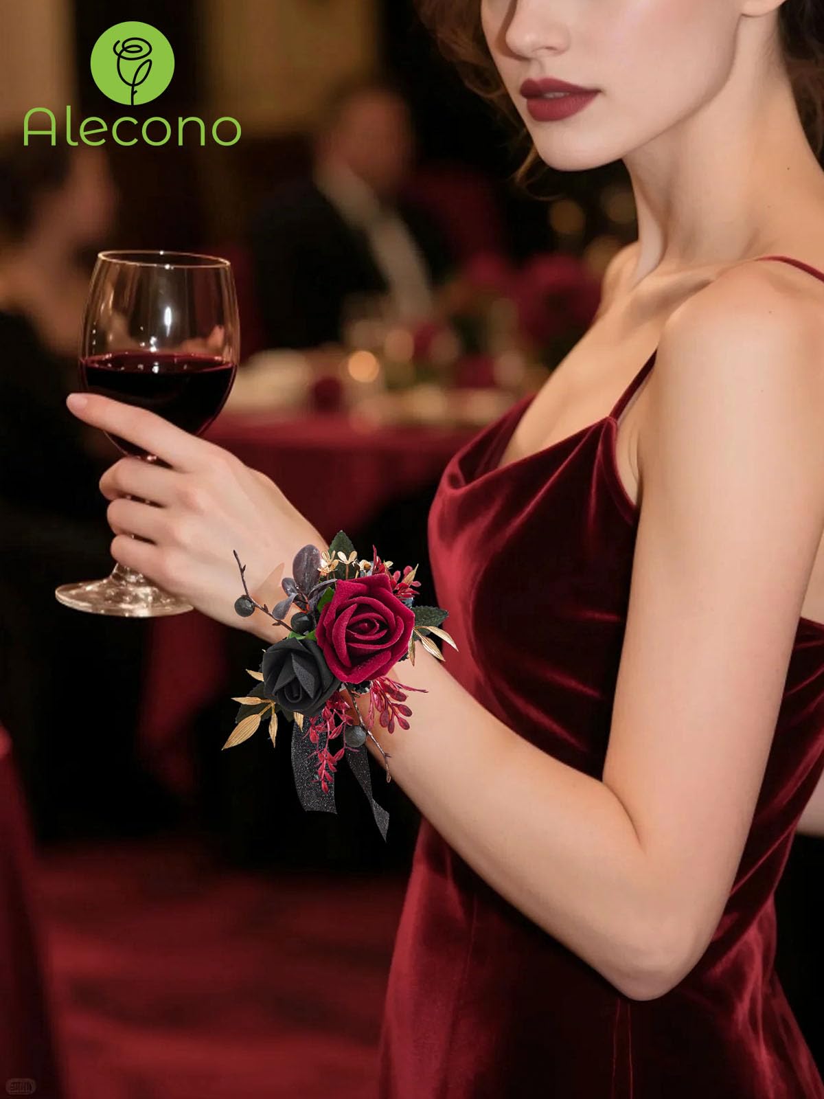 Alecono wrist corsage adjustable band ensures a snug fit.