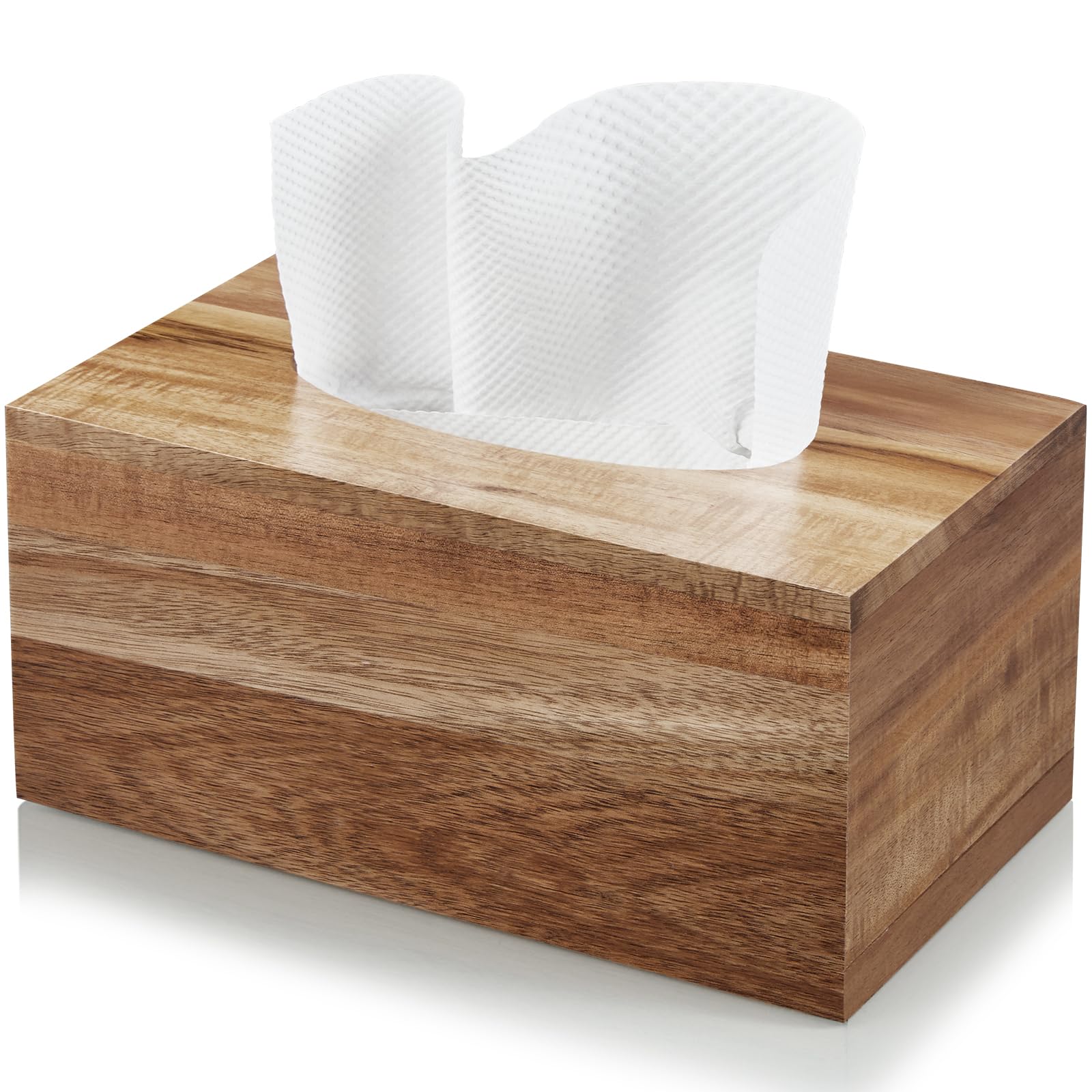 ALELION acacia wood rectangular tissue box cover on a table for neat display.