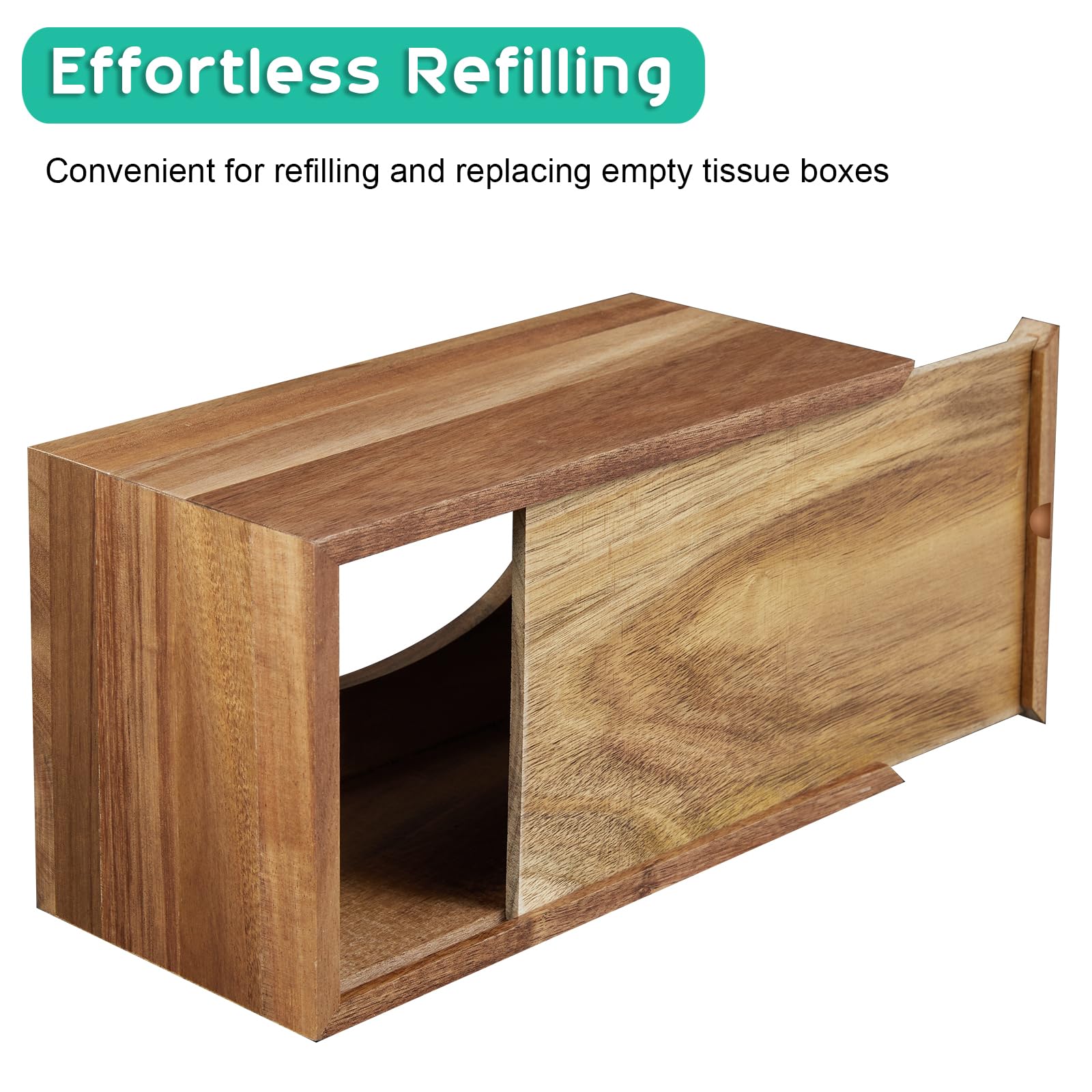 Fits 120–160 count tissue boxes, ideal for versatile room placement.