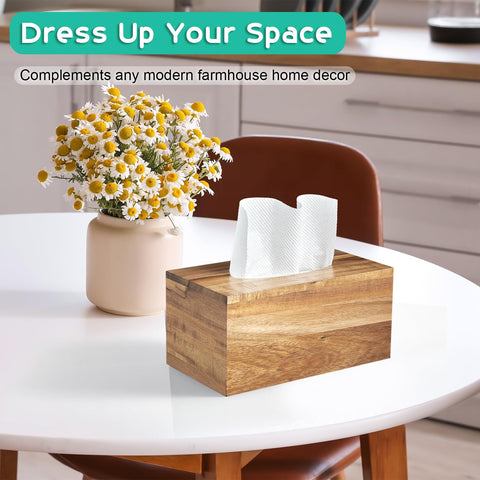 Decorative tissue box cover with country themed decor complements modern to vintage spaces.