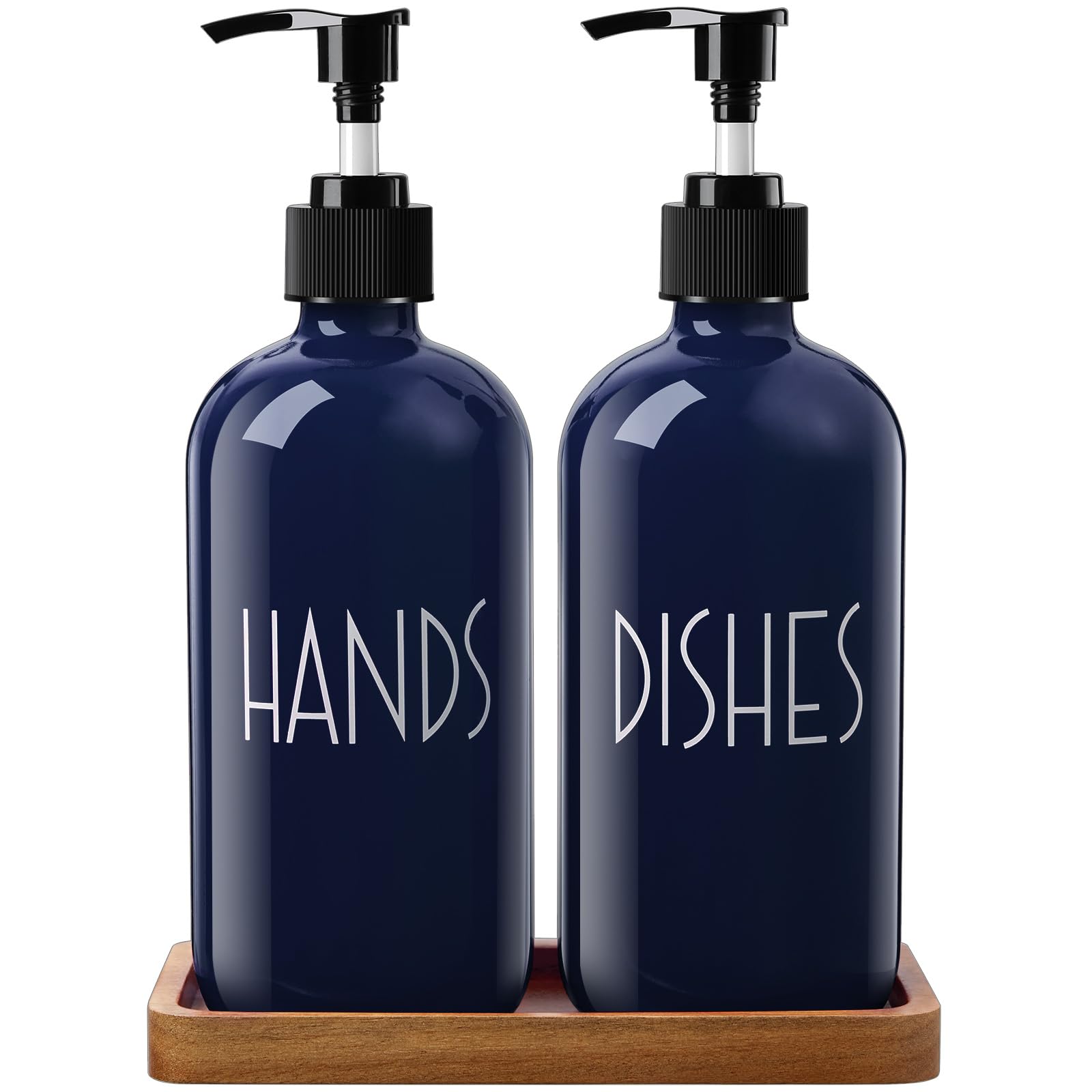 ALELION navy blue dish soap dispenser for tidy sink and sustainable refills