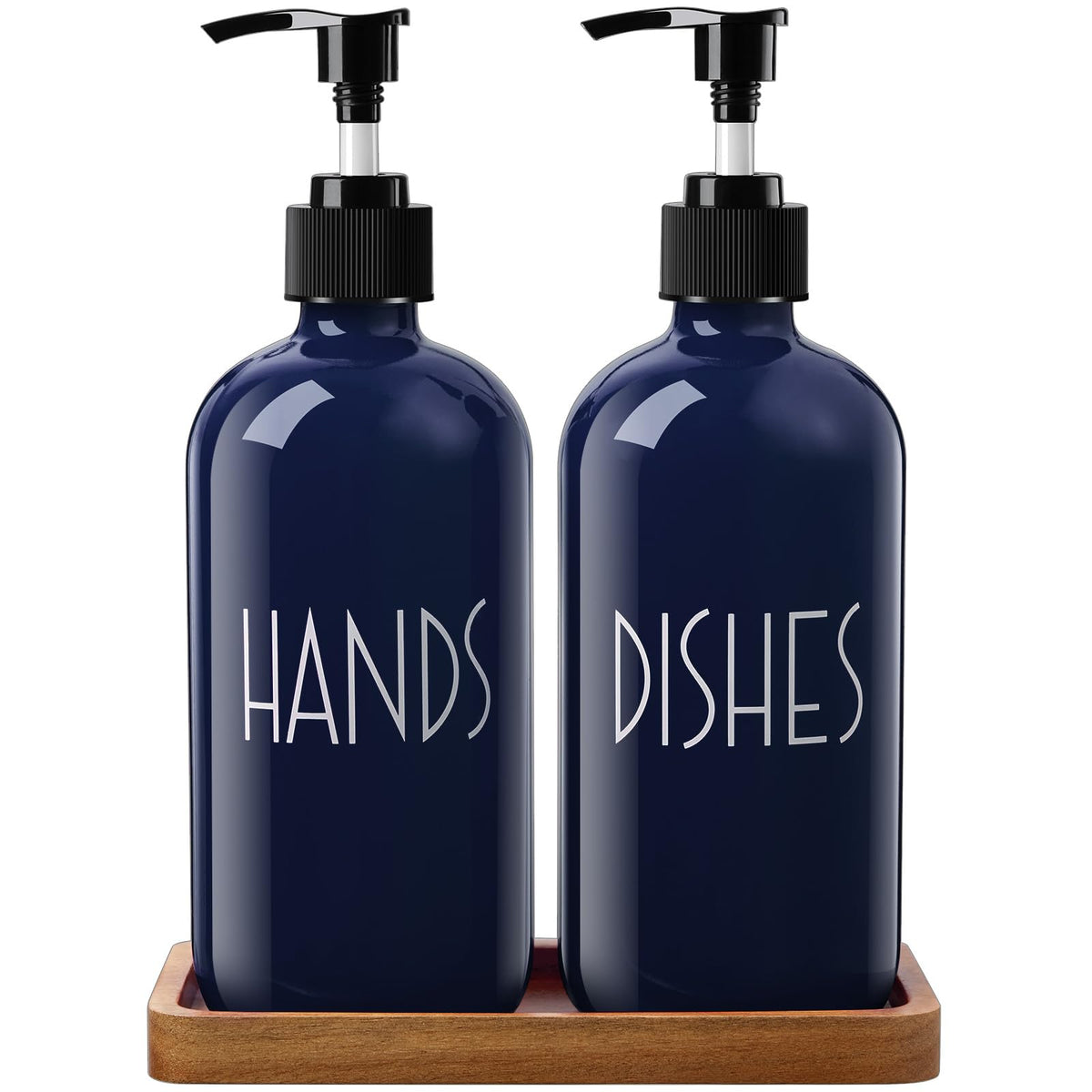 ALELION navy blue dish soap dispenser for tidy sink and sustainable refills