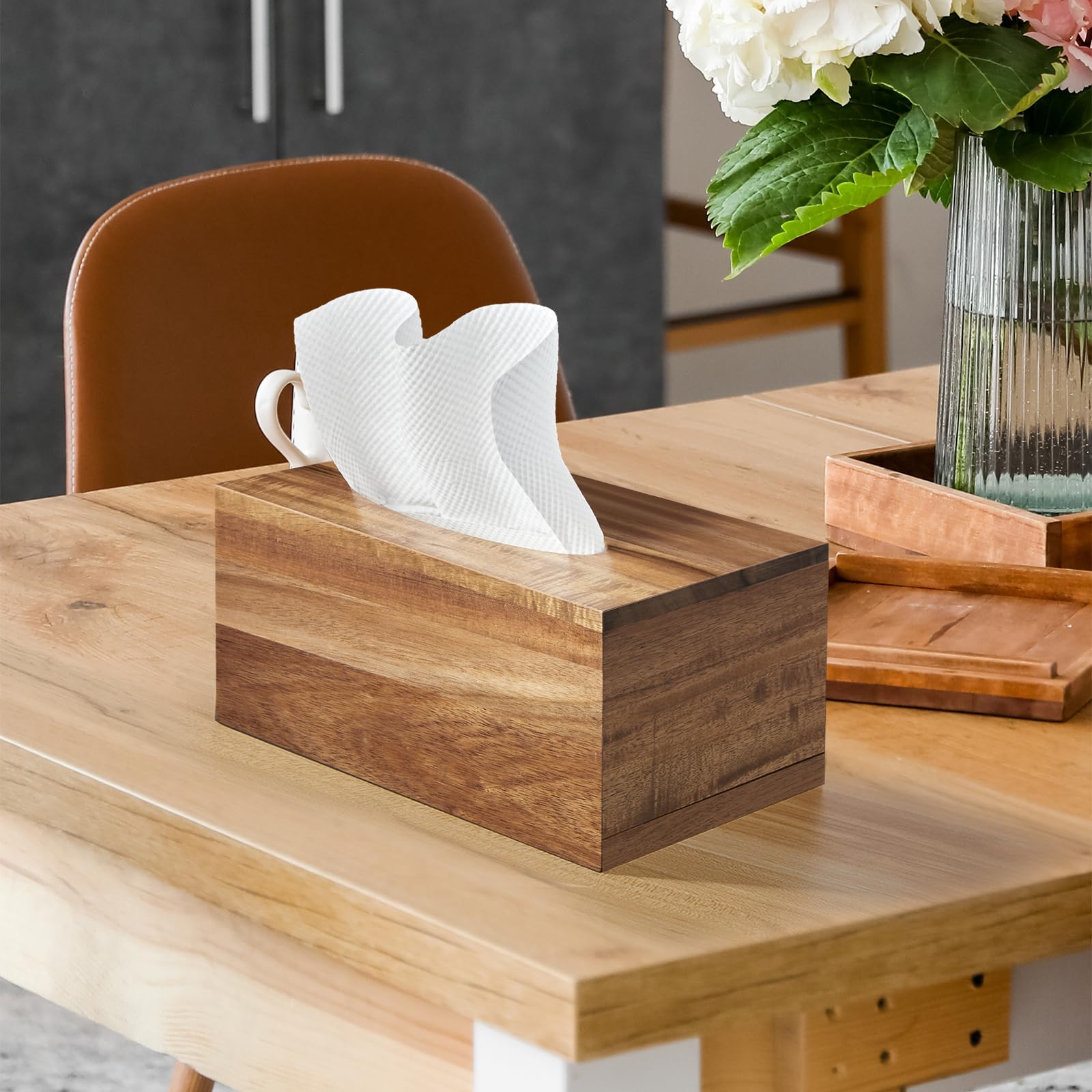ALELION removable bottom panel enables easy refilling of standard tissue boxes.
