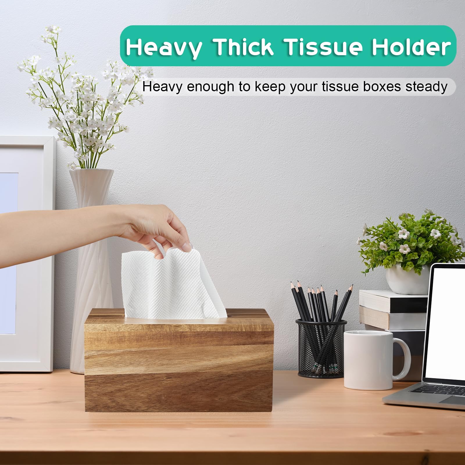 Tabletop or nightstand tissue cover blending with various interiors.