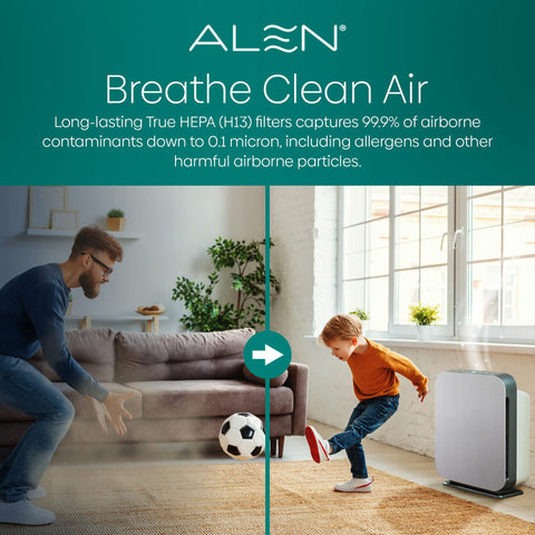 Alen B7-Fresh filter label shows H13 True HEPA performance