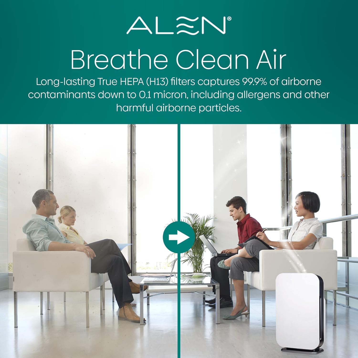 Secure airflow frame prevents leaks for thorough purification.