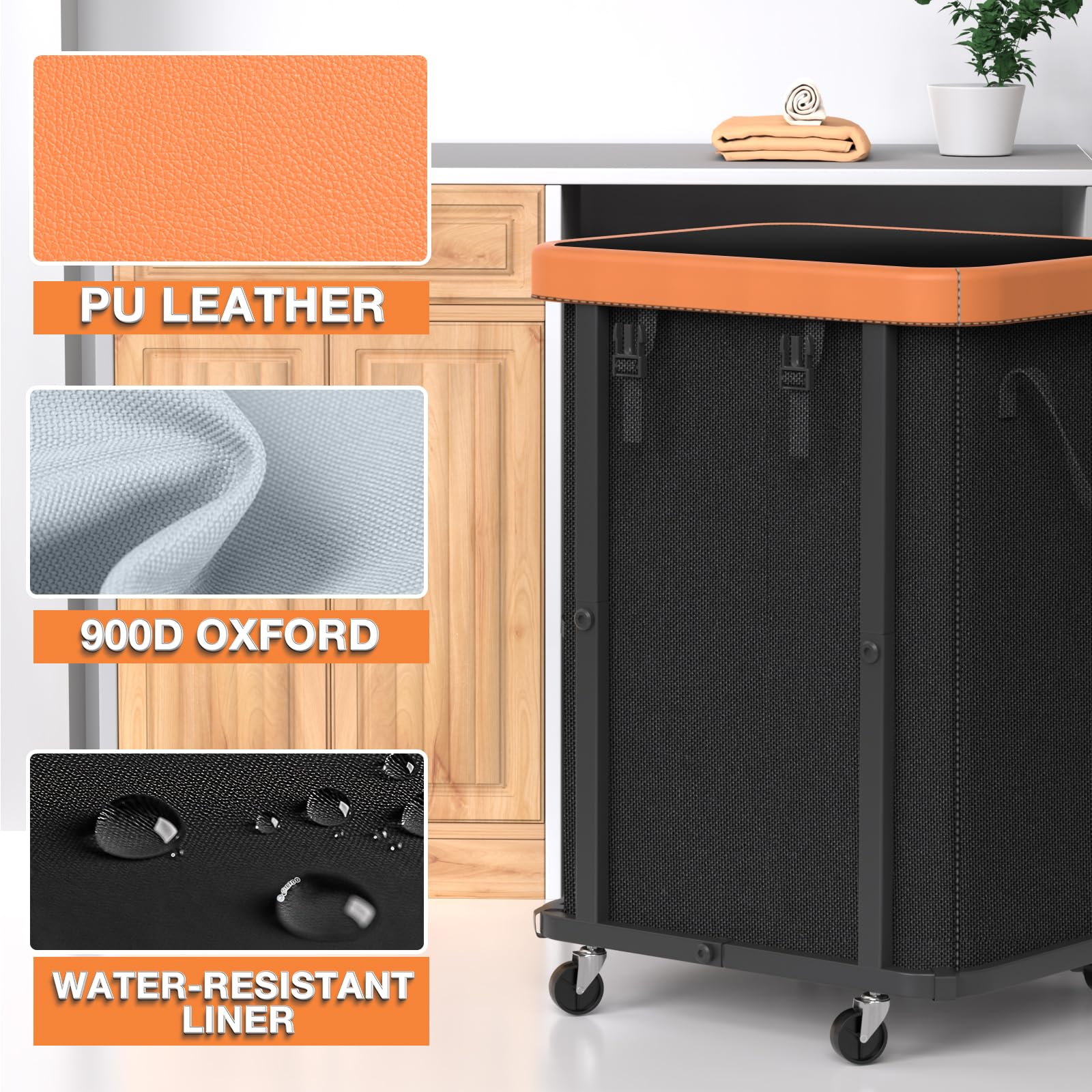 alentar front view in black highlights a tall, stable frame and ample storage for a week’s laundry.