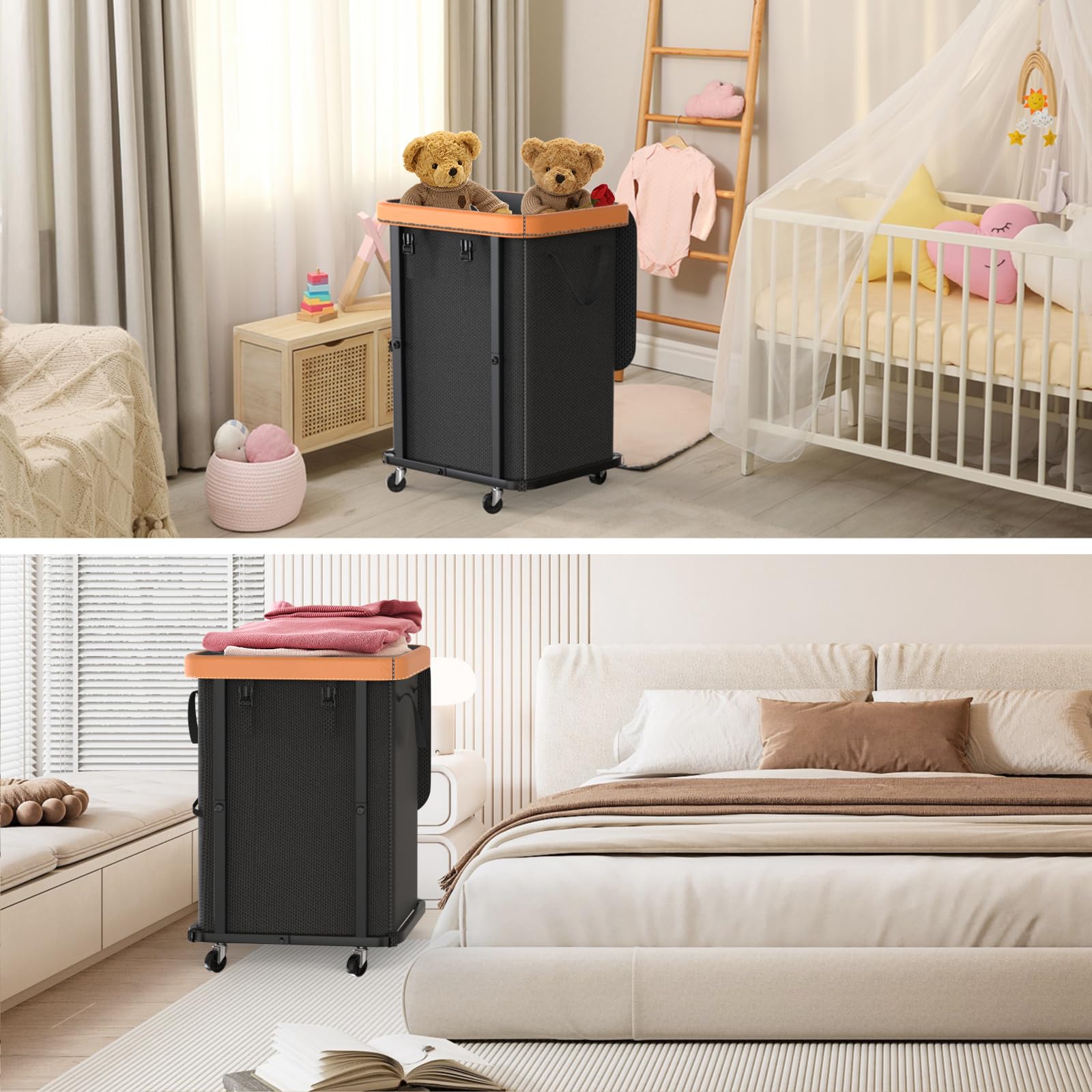 alentar leather patchwork accent adds a premium look to practical storage.