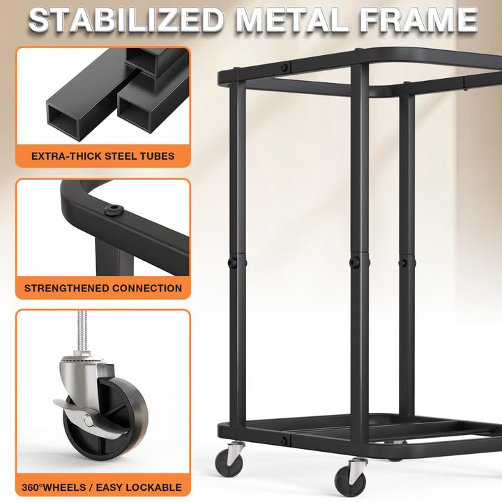 alentar strong metal frame supports a heavy load with stability on various floors.