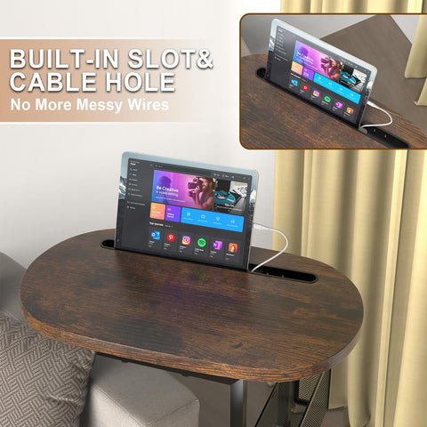 Alentar Fashion TV Tray Table tablet slot design keeps device at a comfortable viewing distance.