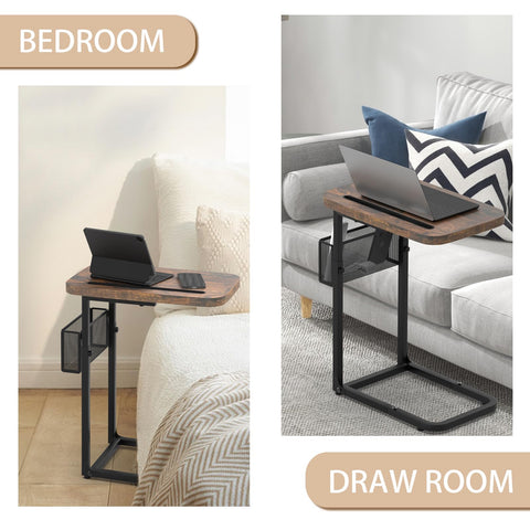Alentar modern couch side table blends with decor and reduces clutter.