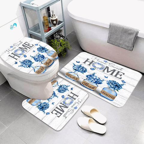 ALEXEX Blue Hydrangea toilet lid cover adds cohesive farmhouse charm.