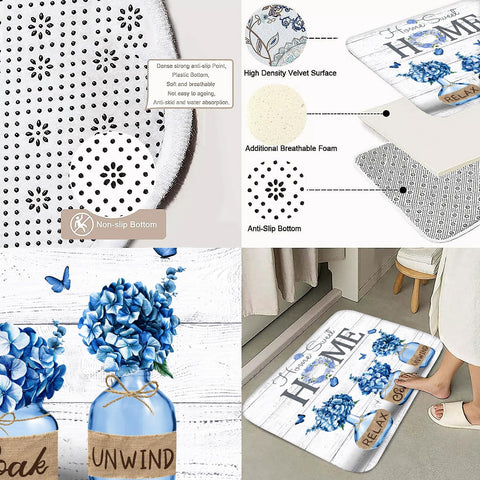 ALEXEX Blue Hydrangea waterproof fabric close-up demonstrates durability.