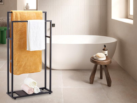 ALHAKIN easy-assemble towel rack with no drilling, ideal for quick setup.