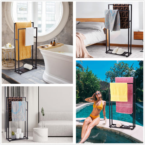 ALHAKIN storage shelf underneath provides space for toiletries and folded towels.