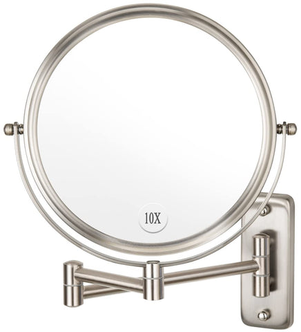 ALHAKIN wall-mounted mirror with nickel finish adds durable style to your bathroom.