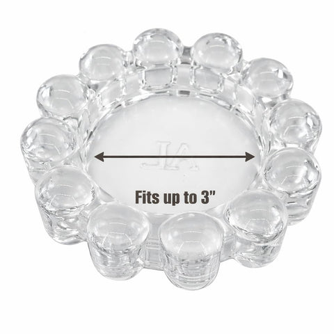 Alice Lane compact 3in dish fits votives and tea lights neatly.